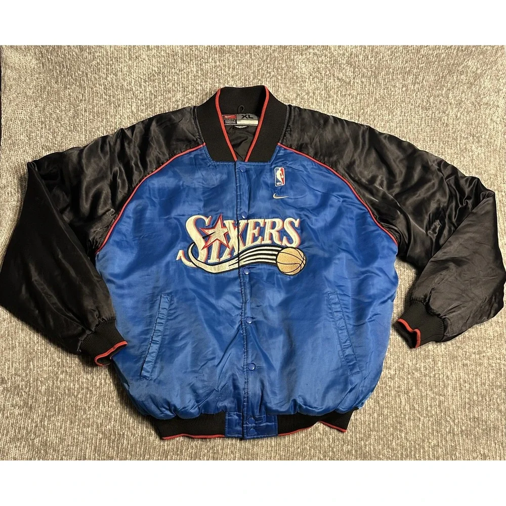 Vintage Nike Philadelphia 76ers Bomber Jacket Men XL NBA Iverson Era Rare Sixers
